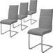 ML-Design eetkamerstoelen set van 4, grijs, kunstleer, metalen sledestoel, hoge rugleuning, ergonomisch