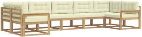 vidaXL Hoek loungeset 7 zitplaatsen Wit en crème Acacia hout