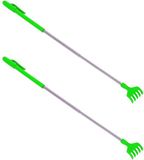 Gerimport Gerim - Stevige hark ruggenkrabber - 2x stuks - uitschuifbaar tot 40 cm - groen