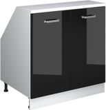 Vicco Rion Kast voor schuine wand – 80 x 81.6 cm met 2 deuren, kastromp 60 cm diepte Zwart hoogglans