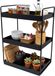 Relaxdays kruidenrek, 3 etages, ruimtebesparend keukenorganizer, badkamerrek, metaal, zwart, 44 x 26 x 18 cm