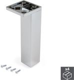 Emuca Voet voor meubels, hoek, verstelbaar 140 - 150 mm, Kunststof, Verchroomd, 4 st.
