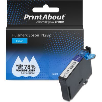 PrintAbout Huismerk | Cyaan | Compatibel met Epson T1282 | 1000 pagina's
