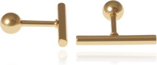 LGT JWLS Lookinggoodtoday Staaf oorbellen edelstaal Bar T Goudkleurig