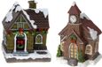 Merkloos / Sans marque Koopman International 2x Kersthuisjes/kerstdorpje met verlichting 13 cm