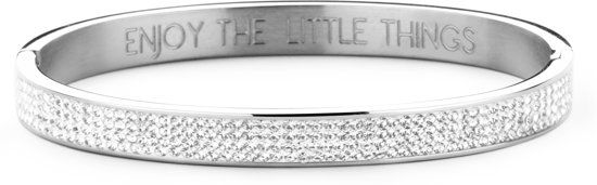 CO88 Collection Sparkle 8CB 90309 Stalen Bangle met Kristallen - Zilverkleurig / Wit
