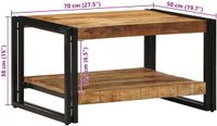 vidaXL Salontafel 70x50x38 cm ruw massief mangohout