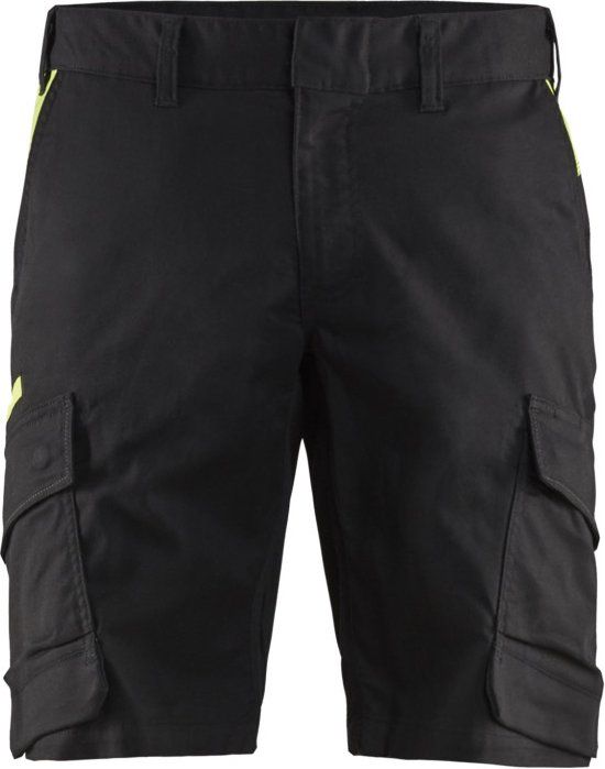 Blåkläder Industrie short met stretch 1446-1832 - Zwart/High Vis Geel - C52