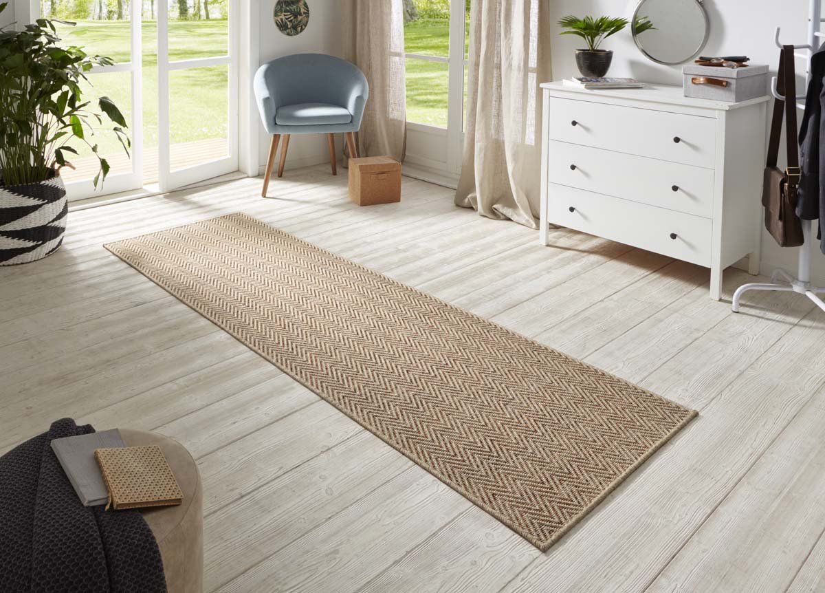 BT Carpet Loper binnen & buiten sisal-look Nature - beige/terra 80x450 cm