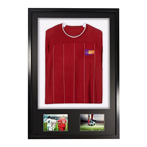 Vivarti DIY volwassen 3D gemonteerd + dubbel diafragma sportshirt weergaveframe 61 x 91,5 cm - zwart frame, zwarte houder, witte rugkaart