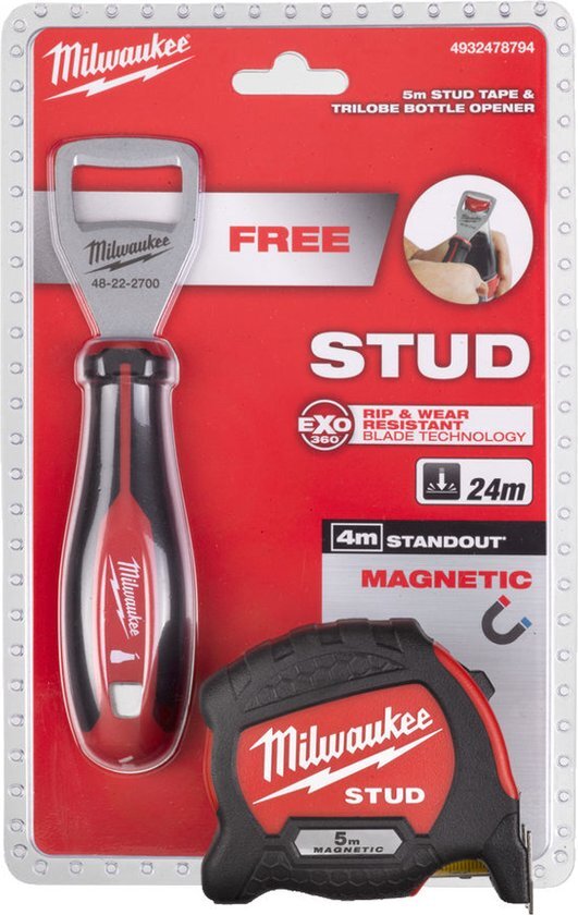 Milwaukee STUD 5Mtr rolbandmaat + Bieropenener