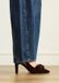 Manfield - Dames - Bruine fluwelen slingbacks met strik - Maat 36