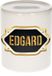 Spaarpot Edgard - wit - met goud/zwart embleem - 8 x 9 cm - keramiek - met afsluitdop - cadeau verjaardag
