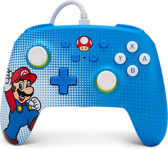 PowerA Enhanced Wired Controller - Nintendo Switch - Mario Pop Art - Blue/White