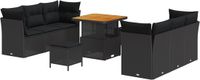 vidaXL - Tuinbank - Set - 9 - st - Zwart - poly - rattan