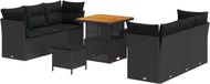 vidaXL - Tuinbank - Set - 9 - st - Zwart - poly - rattan