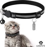 Lunspets Kattenhalsband - Zwart - Reflecterend - Met Belletje & Adreskoker - Verstelbaar