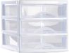 PLASTICFORTE Ladeblokje/bureau organizer 3x lades - wit/transparant - L18 x B21 x H17 cm - kunststof