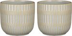 Mica Decorations - Plantenpot/bloempot - 2x stuks - keramiek - lichtgrijs - D12.5/H11 cm