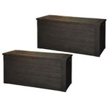 Merkloos / Sans marque Zomer kussens opbergen kunststof tuinkussen opbergbox met hout structuur - 2 stuks