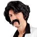 Boland 86346 - Pruik Chuck met snor, jaren '70', gangster, popster, Italo stijl, St Pauli, retro, fout feest, carnaval, Halloween, themafeest