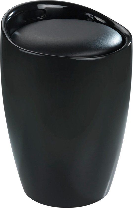 Wenko Badkamer Stoel & Wasmand Candy Zwart - 20 l - Zwart
