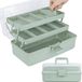 Ibenzoa® Boîte de rangement multifonctionnelle, 32 x 16,5 x 18 cm – 3 couches, compartiments réglables, résistant à l'humidité et aux chocs, vert