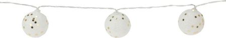 Christmas Decoration verlichting 10 bollen 5 cm - 2x - wit glitters - 150 cm