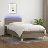Maison Exclusive - Lit boxspring avec matelas et éclairage LED, couleur taupe, 80 x 200 cm, textile