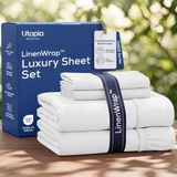 Utopia Bedding Tweepersoons lakenset - geborsteld microvezel - zachte lakens voor 2 eenpersoonsbedden - inclusief 1 hoeslaken, 1 plat en 1 kussensloop - diepe zak (wit)
