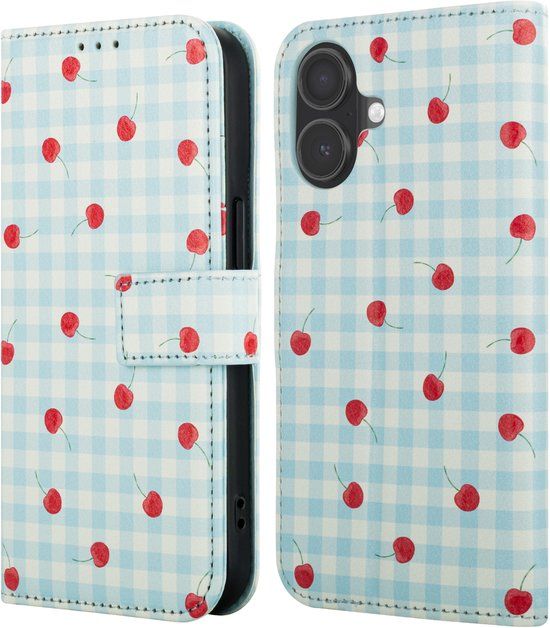 imoshion Hoesje - Geschikt voor Apple iPhone 17 - Design Bookcase smartphone - Cherry Check