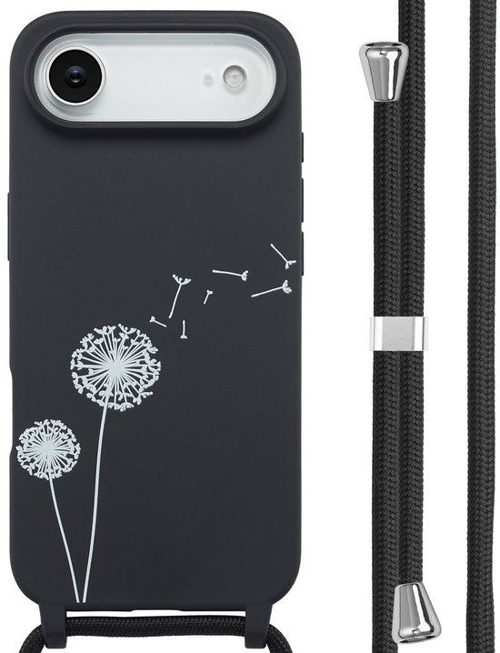 imoshion Hoesje - Geschikt voor Apple iPhone 17 Air - Siliconen design hoesje met koord - Dandelion Black