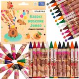 sarcia.eu CAPIBARA JUMBO waskrijtjes voor kinderen, dikke schoolkrijtjes, set van 12 kleuren