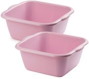 Plasticforte teiltje/afwasbak - 2x - vierkant - kunststof - 10 liter - 36 x 34 x 15 cm - Oud roze