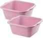 Plasticforte teiltje/afwasbak - 2x - vierkant - kunststof - 10 liter - 36 x 34 x 15 cm - Oud roze
