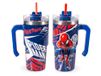 H&H Spiderman NY Thermosbeker met rietje, 0,6 l, van roestvrij staal, dubbelwandig, herbruikbaar, lekvrij, ideaal voor school, kantoor, sport en reizen