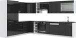 Vicco Hoekkeuken Fame-Line, Antraciet Hoogglans/Wit, 347 x 257 cm, WB Antraciet