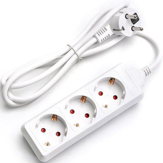 BES LED Verlengsnoer - 3680W - 3 Stopcontacten - 1.5 Meter - Wit