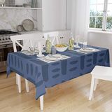 Bonamaison Tafelkleed, Anti-Mold, Sneldrogend, Waterdicht, 100% Polyester Tafellaken, Blauw, 140 x 160 Cm