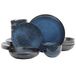 Gibson Elite Matisse Serviesset met dubbele kom, servies voor 4 (16 stuks), kobaltblauw