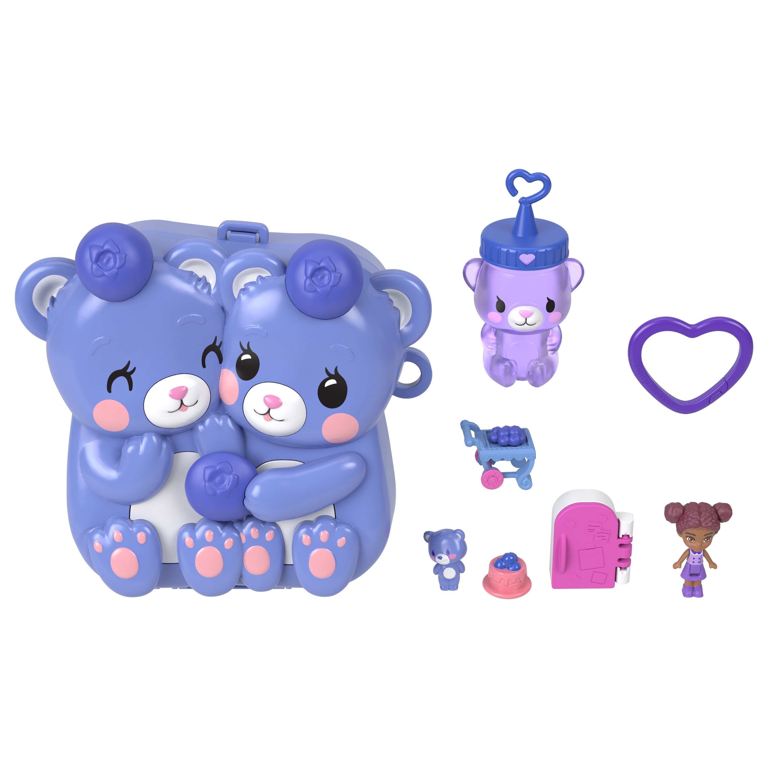 Polly Pocket Bosbessenvriendjes Compacte Speelset met micropop en dierenvriendje