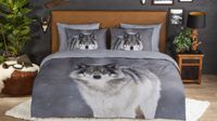 Good Morning dekbedovertrek wolf - Lits jumeaux XL 260x200/220 cm - Grijs - 100% Katoen flanel