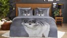 Good Morning dekbedovertrek wolf - Lits jumeaux XL 260x200/220 cm - Grijs - 100% Katoen flanel