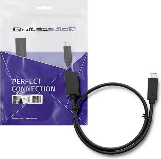 Qoltec Kabel USB 3.1 type C male | USB 3.0 A vrouwelijk | 0,5m