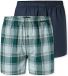 Schiesser 2-Pack Geweven Boxershorts voor Heren - Blauw/Petrol - Geruit - 100% Katoen - Maat S