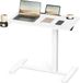VASAGLE Overbed Tafel Met Wielen - In Hoogte Verstelbaar Sta Bureau - Laptoptafel 80x45 cm - Met Bekerhouders En Tablet Sleuf - Wolkwit
