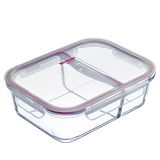 Merkloos Westmark Glazen vershouddoos, 570 ml, 2 vakken, transparant/rood