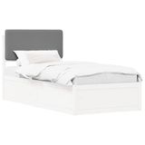 vidaXL Bedframe with Upholstered Headboard Light Grey 100 x 200 cm