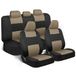 BDK Polypro Complete set autostoelhoezen beige op zwart - aparte voor- en achterbankbeschermers, eenvoudig te installeren met tweekleurige accenten, bestelwagen, SUV
