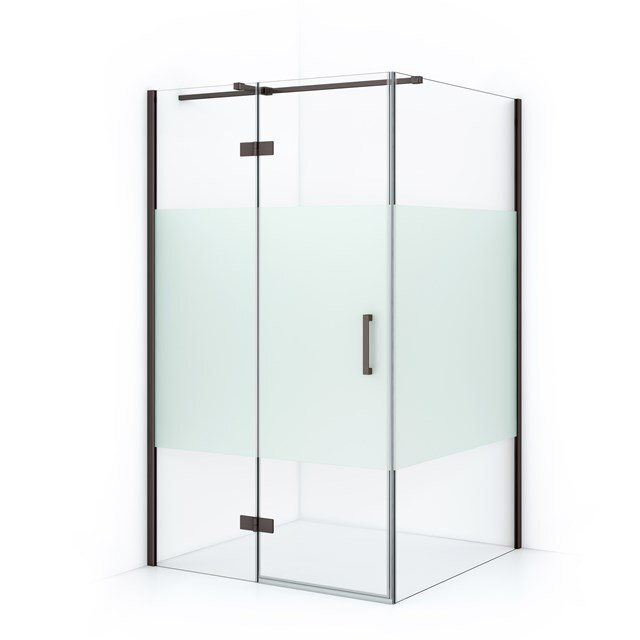 Maxaro Douchecabine Diamond 110x110cm 8mm Helder Veiligheidsglas met Matte Strook Zwart Metaal